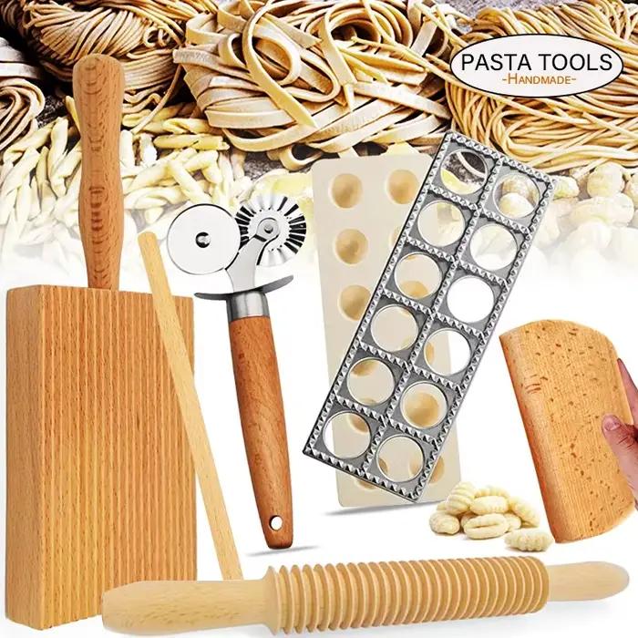 Ensemble en bois pour Gnocchi et beurre, outils de fabrication de pâtes italiennes, coupe-moule pour raviolis, pour machine à pâtes Cavatelli Garganelli faite maison