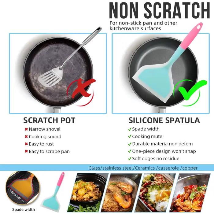 Spatule en Silicone, ustensiles de cuisine, viande de bœuf, œuf, grattoir de cuisine large, outils de cuisson pour Pizza, pelle, spatule antiadhésive, couleur aléatoire