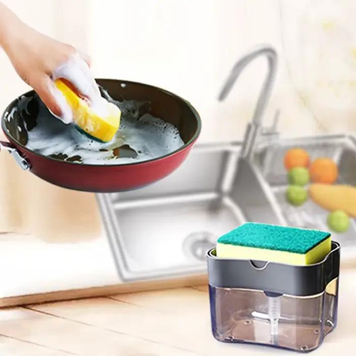 Presse à détergent de cuisine, distributeur de savon Portable, Pak, chiffon propre, Pot de vaisselle, distributeur de savon, outil de nettoyage