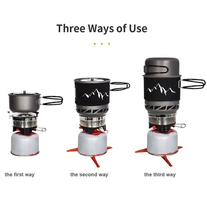 WESTTUNE – ensemble de cuisine de Camping, poêle, poêle, système d'ustensiles de cuisine avec échangeur de chaleur, équipement de cuisine au Propane en plein air, fournitures d'extérieur
