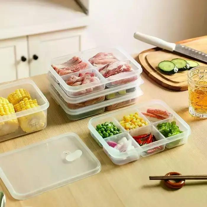 Conteneurs de conservation des aliments au réfrigérateur, adaptés à la viande et à d'autres aliments, récipients hermétiques de qualité alimentaire, 2/4/6 compartiments.