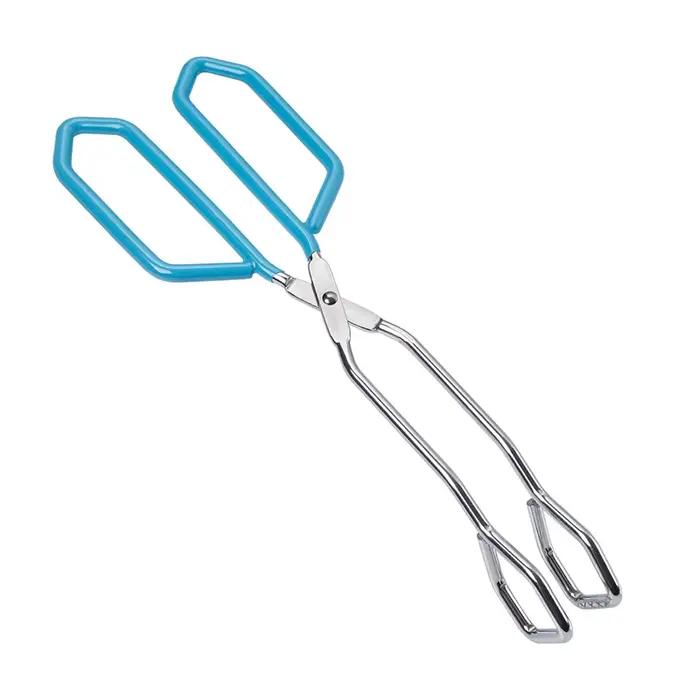 Pinces à ciseaux en acier inoxydable, avec poignée enveloppante, pince à pain coudée pour barbecue, gâteau à griller, 11 pouces, sûres et résistantes à la chaleur