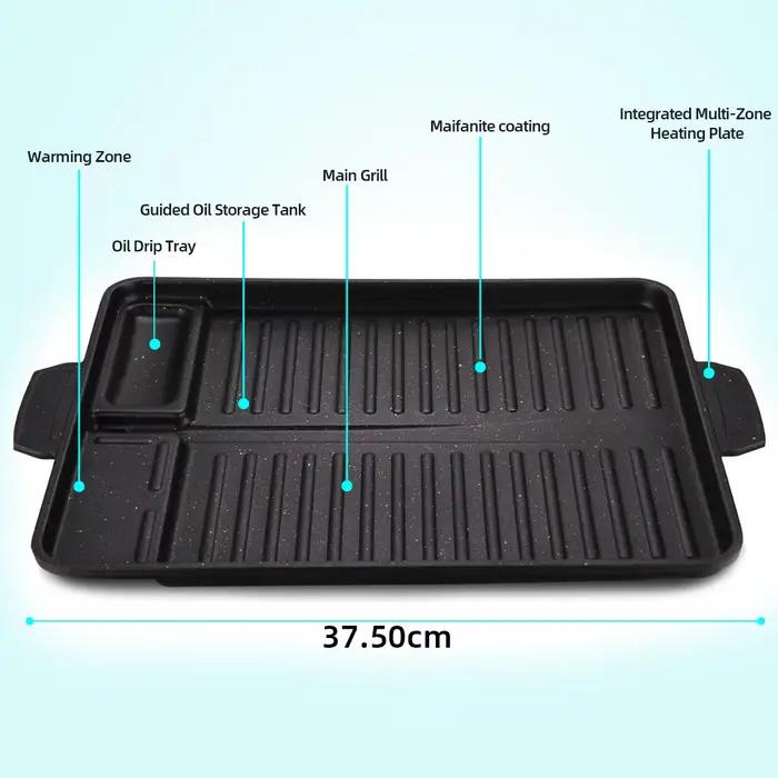 Plaque à viande de gril coréenne revêtement en aluminium et titane barbecue planche de camping compatible gaz induction poêle à cassette occassions spéciales