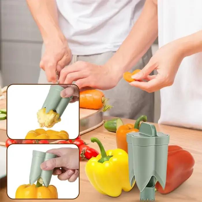 Lot de 3 Dénoyauteurs de fruits et légumes 2-en-1