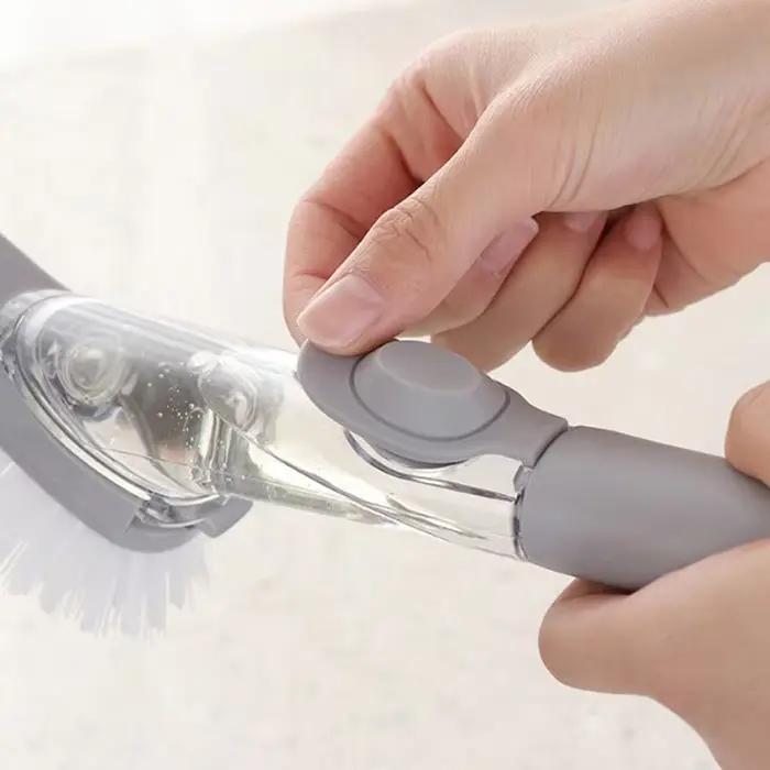 Brosse de lavage de vaisselle avec distributeur de liquide, éponge de lavage de cuisine multifonction, nettoyeur paresseux, outils de support 007