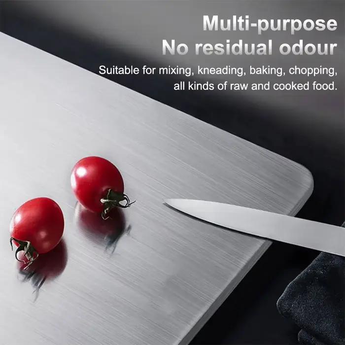 Planche à découper double face en acier inoxydable antibactérienne pour la cuisine et la préparation d'aliments pour bébés occaions familiales
