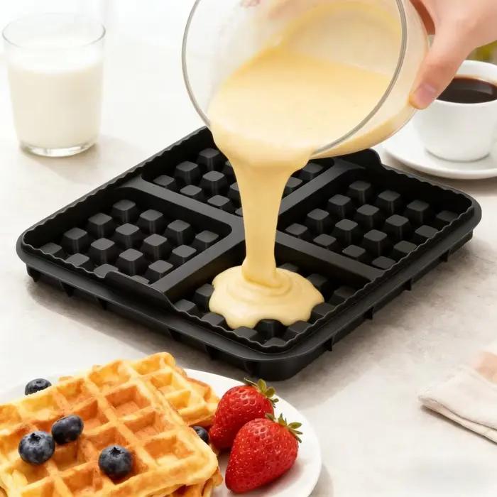 Moule à gaufres carré, panier en silicone antiadhésif réutilisable, moule à gâteau parfait pour les gaufres, les crêpes et les cubes d'œufs, gadgets de cuisine