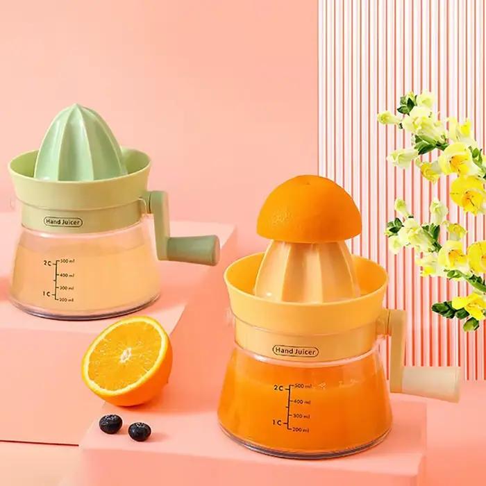 Presse-agrumes manuel multifonction horizontal à manivelle en plastique ABS et PP pour faire des jus sains et variés à la maison occasions familiales et amicales
