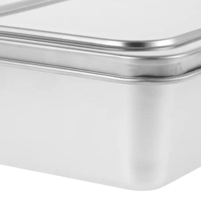 Plaque de cuisson rectangulaire en acier inoxydable, avec couvercle, plateau de four, moule à gâteau pour plat de cuisson, tartes, boîte de cuisson, poêle à pain, 22x14x6