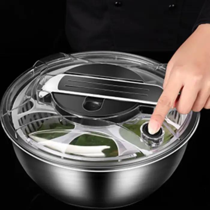 Essoreuse à salade manuelle 3,5 L, séchage rapide, déshydrateur de légumes grande capacité, lave-fruits en acier inoxydable, accessoires de cuisine