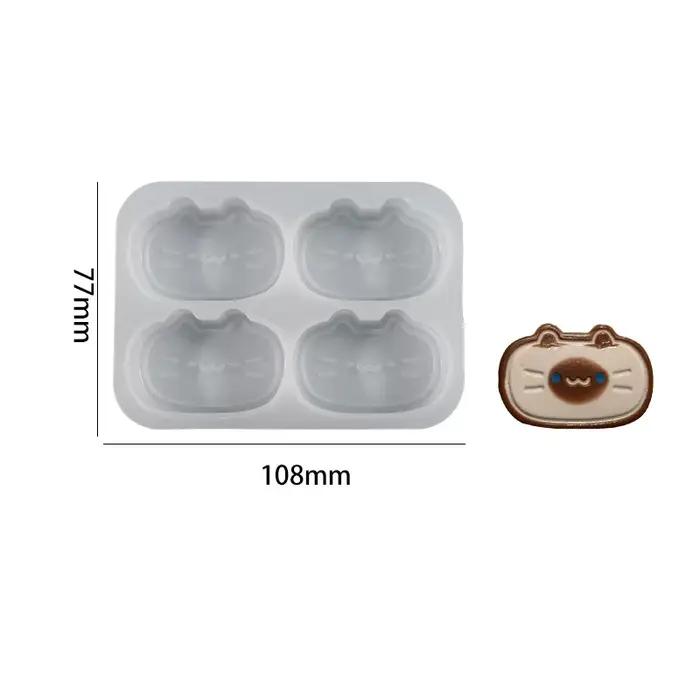 Moule en silicone à 4 cavités en forme de chat pour gâteau au fromage