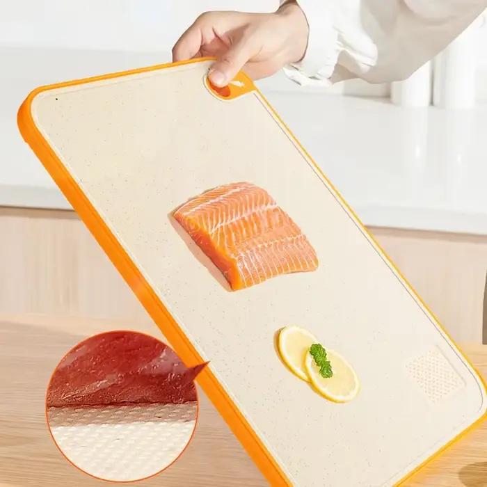 Planche à découper double face antibactérienne anti-moisissure pour cuisine et préparation de fruits blanc bleu jaune rouge noir vert