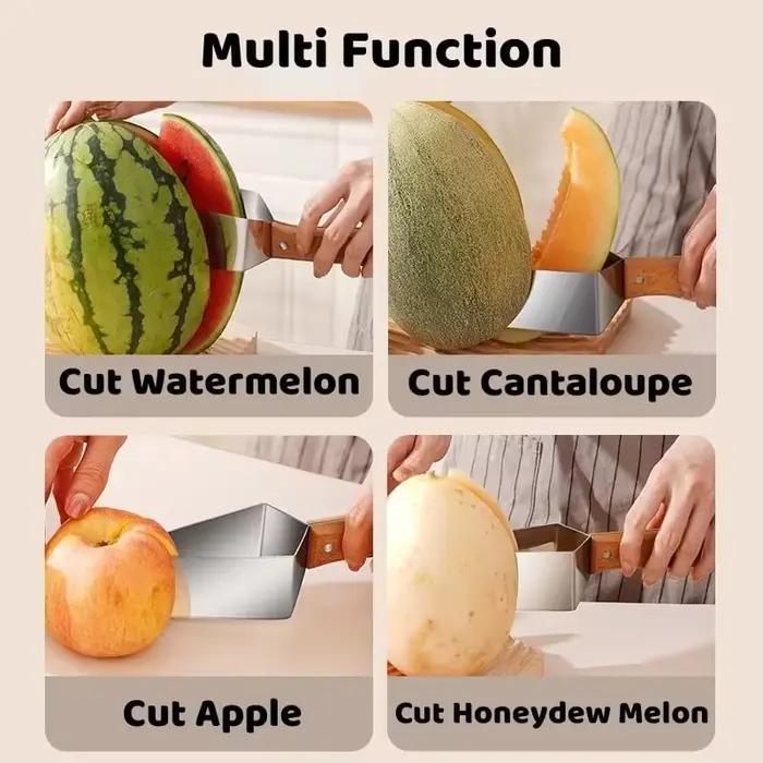 Coupe-pastèque 2 en 1, coupe-fruits à économie d'effort avec ouvre-bouteille