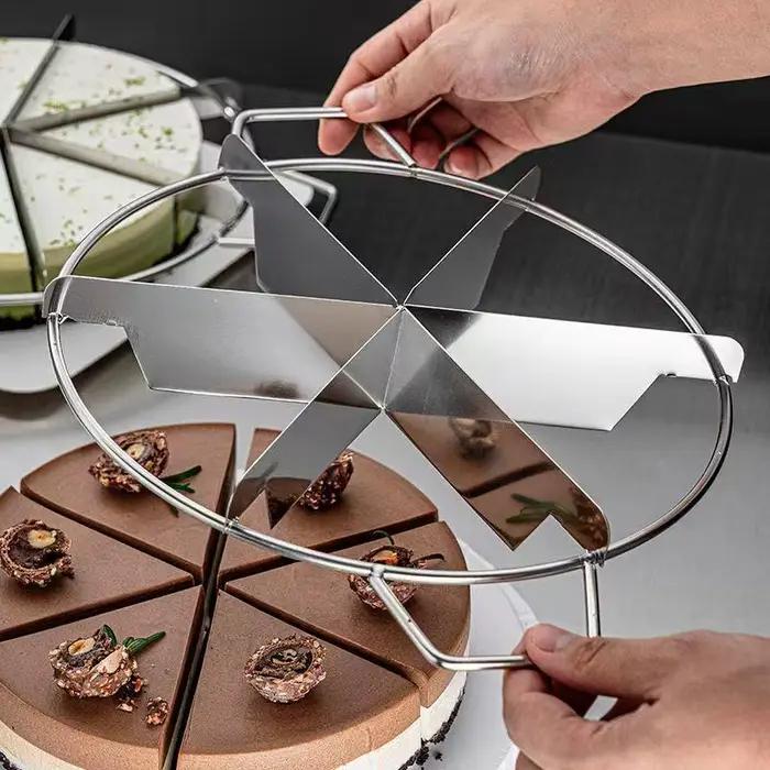 Coupe-gâteau en acier inoxydable, trancheuse, 4 à 10 tranches égales, marqueur de portions de pâtisserie, diviseur de pizza, outil de cuisson pour la cuisine
