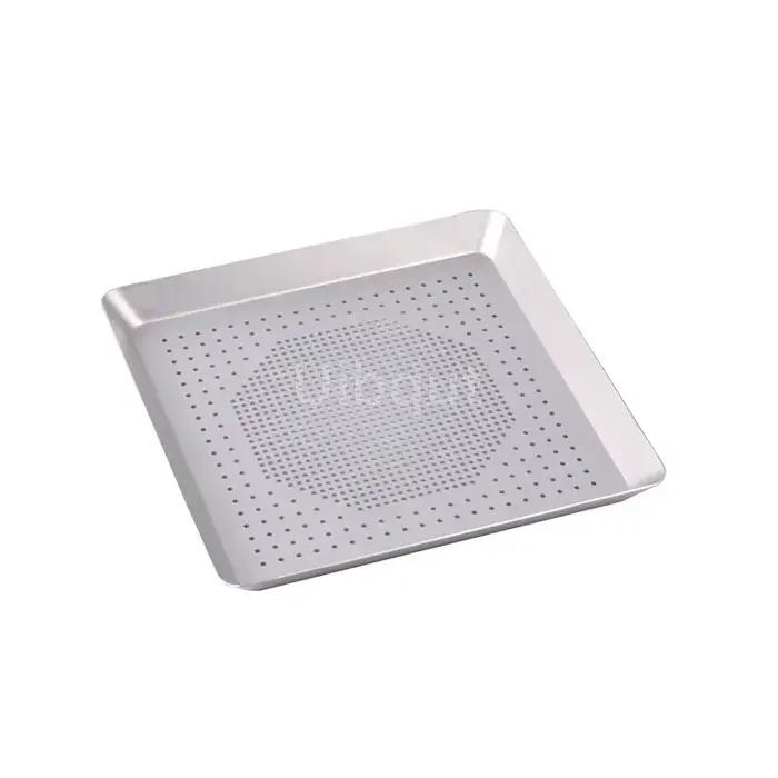 Plaque à pizza carrée antiadhésive en acier inoxydable pour pizza gâteau et pain à offrir pour occasions spéciales
