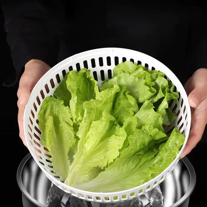 Essoreuse à salade 3,5 L en acier inoxydable, séchage rapide, déshydrateur de légumes grande capacité, lave-fruits manuel, pétrin à pâte