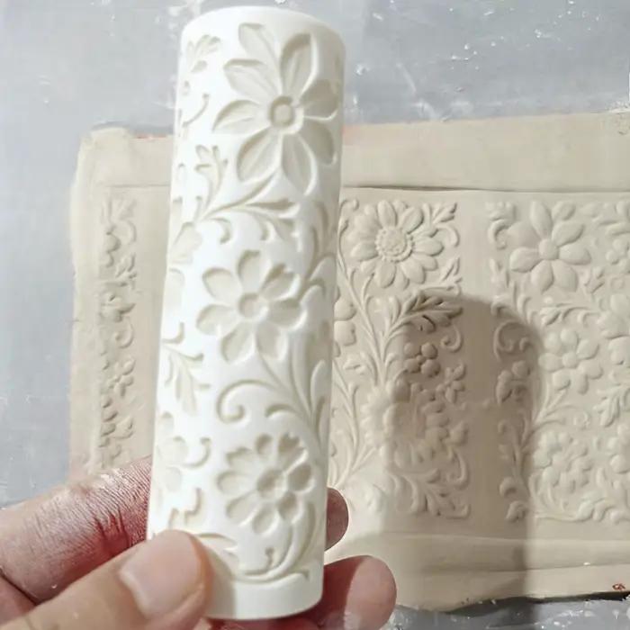Rouleau d'argile de vigne marguerite victorienne texturé pour outil décoratif de motif Floral artisanal en céramique polymère