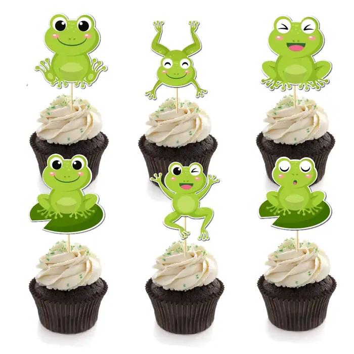 Décoration de gâteau d'anniversaire en forme de grenouille de dessin animé