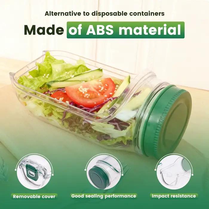 Boîte à salade en plastique ABS anti-fuite avec compartiments verticaux pour petits-déjeuners fruits pique-nique bureau usage quotidien durable et pratique