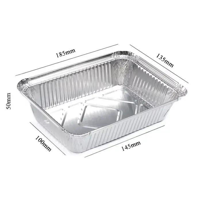 Barquette rectangulaire en aluminium de 700 ml avec couvercle en carton