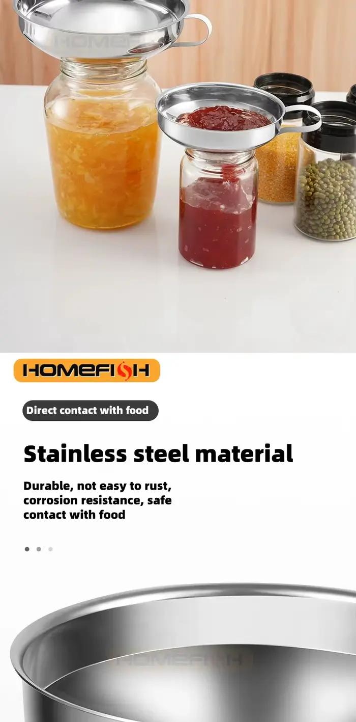 HOMEFISH acier inoxydable large bouche entonnoir conserve confiture salade pansement trémie filtre pour pot en conserve huile filtrante vin eau épices
