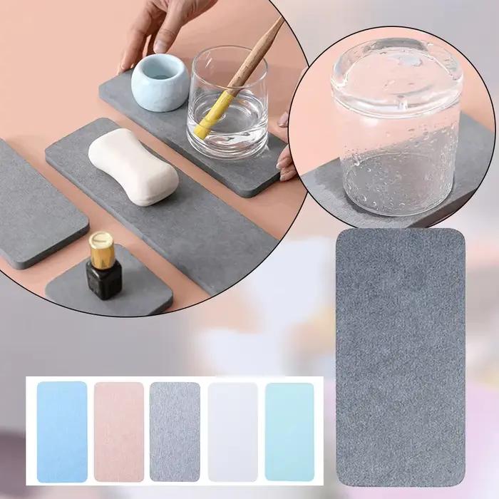 Plateau en pierre absorbant l'eau, boue de Diatomée pour évier, sous-verres absorbants pour boissons en Diatomite, plateau en pierre absorbant l'eau