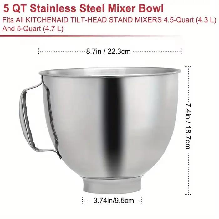 Bol mélangeur en acier inoxydable pour KitchenAid Artisan & Classic Series 4.5-5 QT