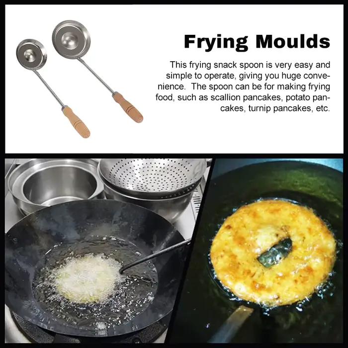 Cuillères à frire, moules à frire en acier inoxydable, moules à frire à l'huile, cuillères à frire pour collations frites à la maison, cuillères à crêpes aux oignons verts, ustensiles de cuisine