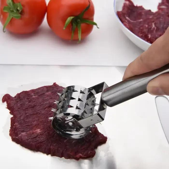 Attendrisseur de viande en acier inoxydable, marteau à rouleau pour Steak, pounders de porc sur les côtés, outils de cuisine