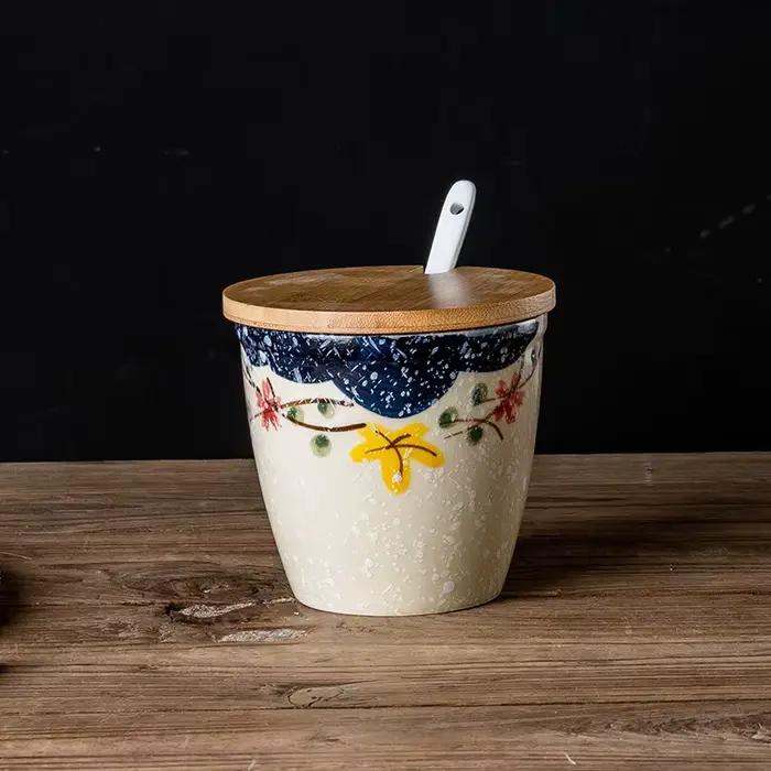 Pots à épices en céramique de Style rétro avec peinture sous glaçure
