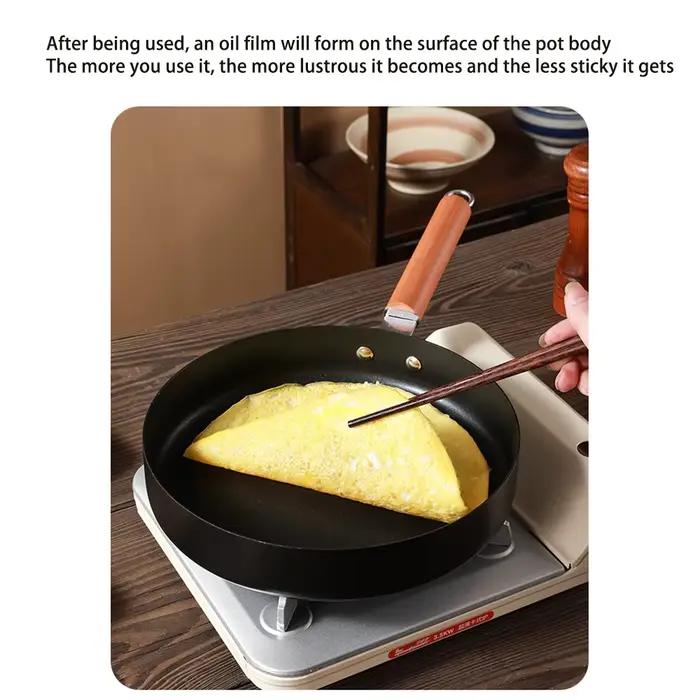 Poêle à frire antiadhésive à fond plat en fonte de 24/26/28 cm pour œufs et steaks