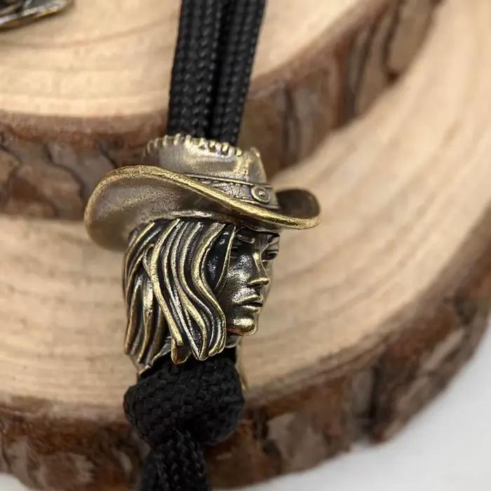 Perle de paracorde en laiton style cowgirl, accessoires DIY pour couteau, pendentifs tressés faits main pour lanière, outil EDC pour suspension de corde de parapluie extérieur