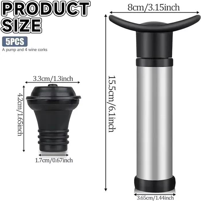 Ensemble de bouchons à vin sous vide en acier inoxydable pour conserver le vin blanc et la bière pour usage domestique et professionnel occassions spéciales