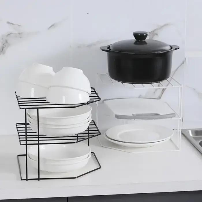 Support d'angle d'assaisonnement de cuisine, Pot plat, organisateur d'articles divers alimentaires, sans poinçonnage, Table de rangement Portable, support de cuisine et de salle de bains