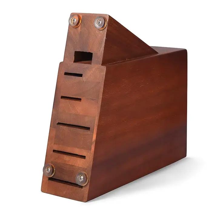 DASHWAY porte-couteau avec bloc de couteaux en bois d'acacia puissant sans couteaux trous de ciseaux accessoires de cuisine Design à cinq emplacements
