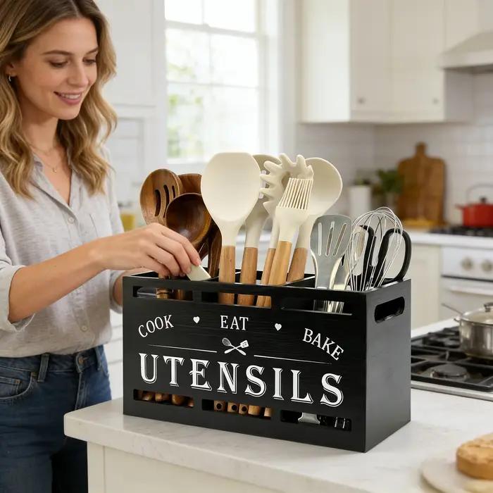 Support à ustensiles de cuisine en bois