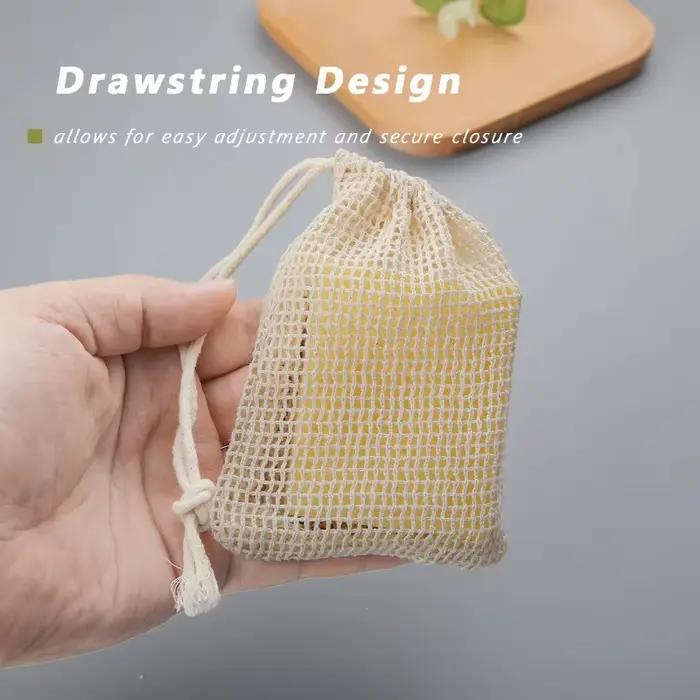 Pochette en maille pour savon en coton naturel accessoire de bain pour homme et femme nettoyage du corps soins de la peau durable et écologique