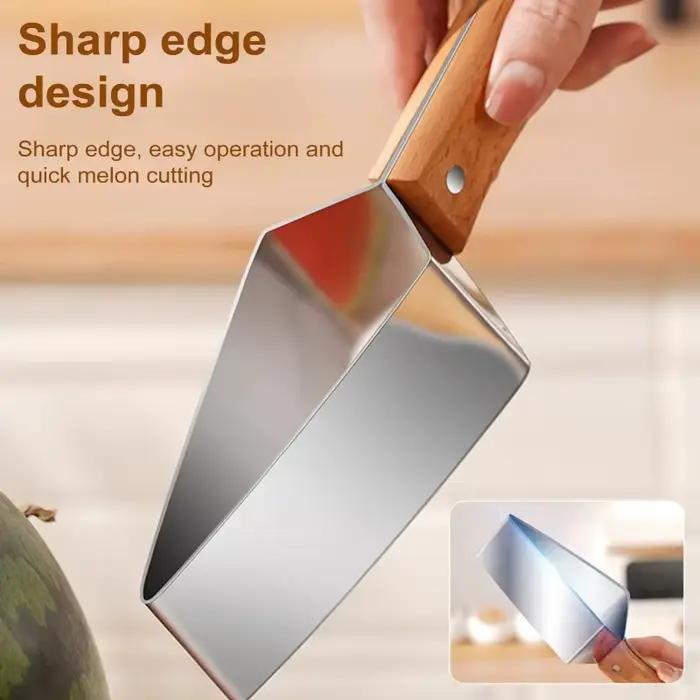 Coupe-pastèque 2 en 1, coupe-fruits à économie d'effort avec ouvre-bouteille, en acier inoxydable, accessoires de cuisine innovants