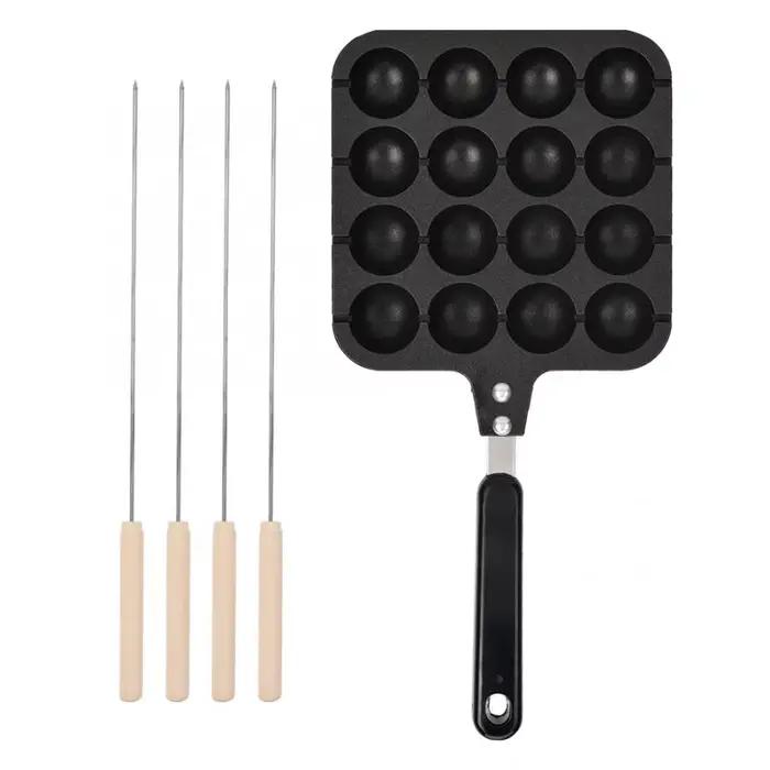 Poêle à griller Takoyaki 16 trous antiadhésive pour Takoyaki et crêpes rondes, accessoires inclus, facile à nettoyer, pour soirées entre amis et rassemblements familiaux
