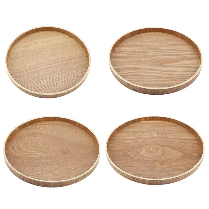 Assiette de service en bois, assiette à thé, fruits, bonbons, nourriture, décoration de la maison, vaisselle anglaise ronde, assiette à salade, assiette à dessert, accessoires de cuisine