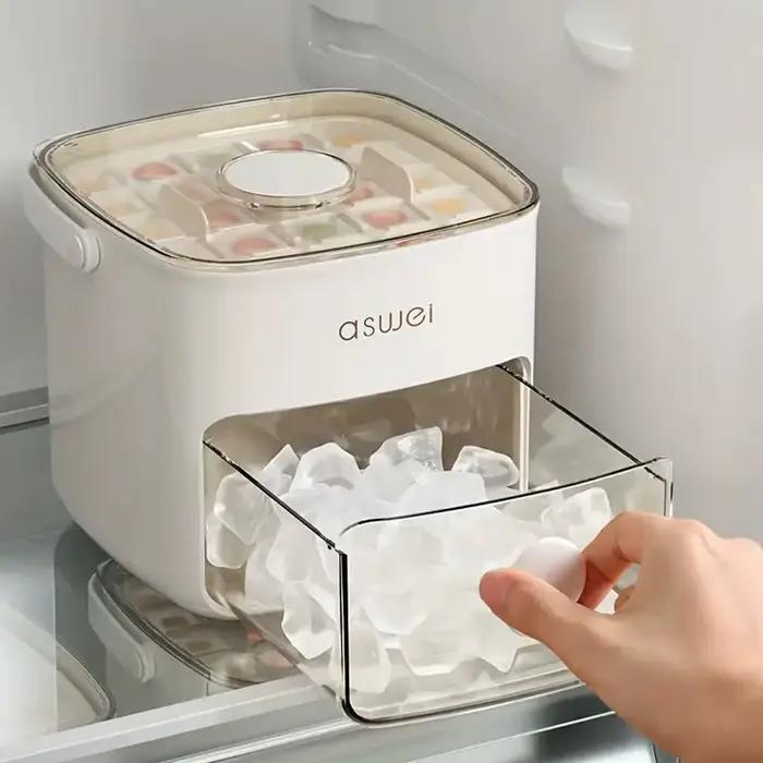 Machine à glaçons 48 cubes avec couvercle facile à presser, Double couche, friandises glacées et boissons essentielles, accessoires de cuisine, gadgets