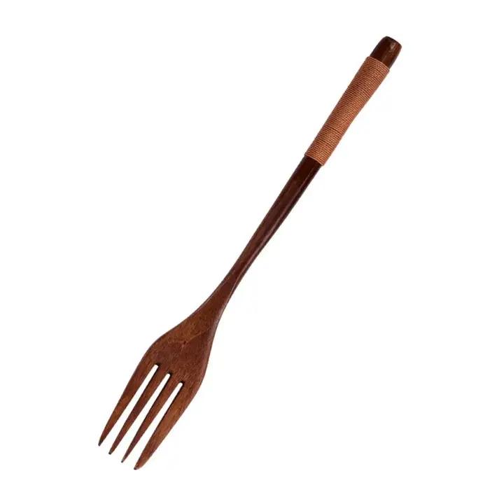 Cuillère et fourchette en bois pour céréales et soupe de riz à la japonaise respectueuses de l'environnement pour petit-déjeuner et cadeaux d'anniversaire