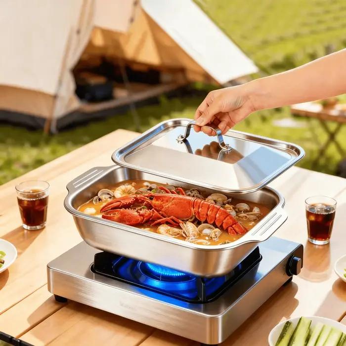 Plaque de cuisson plate en acier inoxydable de 16