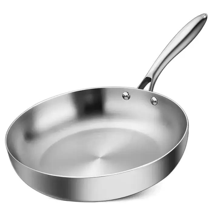 Poêle à frire en acier inoxydable 304, poêle épaisse à 3 plis en acier, casseroles de cuisine, poêles antiadhésives, ensemble de poêles de cuisine