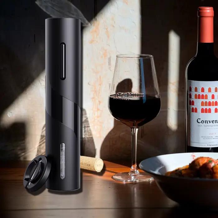 Ouverture facile et élégante pour vin rouge et autres boissons - Tire-bouchon respectueux de l'environnement pour cuisine et bar - Accessoire de cuisine ABS noir polyvalent