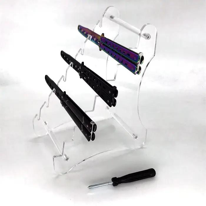 Présentoir de table à couteaux en acrylique transparent avec 8 couches