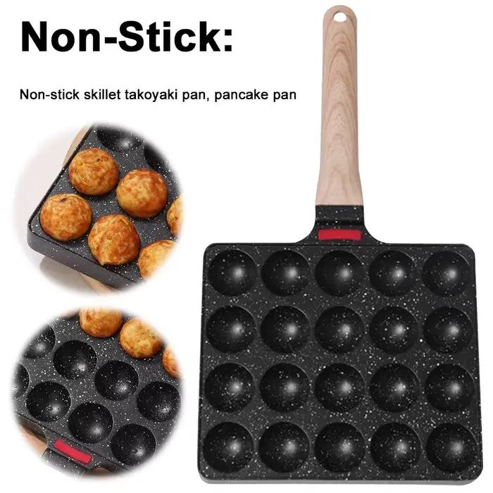 Poêle Takoyaki 20 moules en alliage d'aluminium antiadhésif pour boules de poulpe et gâteaux à crêpes occasions spéciales et rassemblements familiaux