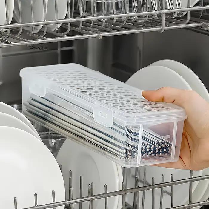 Boîte de nettoyage de vaisselle de lave-vaisselle en plastique avec Cage à baguettes cuillère égouttoir support de rangement-organisateur de cuisine panier de rangement sac
