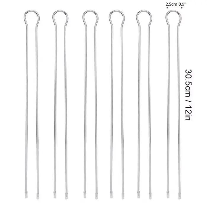 Ensemble de brochettes de Barbecue Double en acier inoxydable, 6/10/12 pièces, bâtonnets de Barbecue en métal, outils de pique-nique pour le Camping