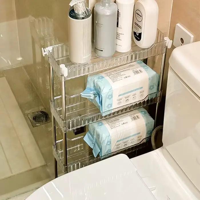 Support de rangement mobile en acrylique gris clair moderne pour cuisine salle de bain salon et support à collations